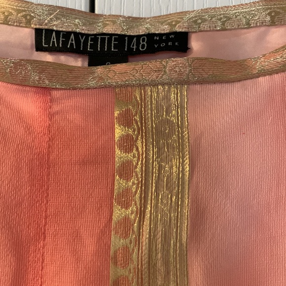 💕🎉 HOST PICK 🎉💕 EUC Lafayette 148 silk blend pink and metallic gold skirt - Picture 5 of 10